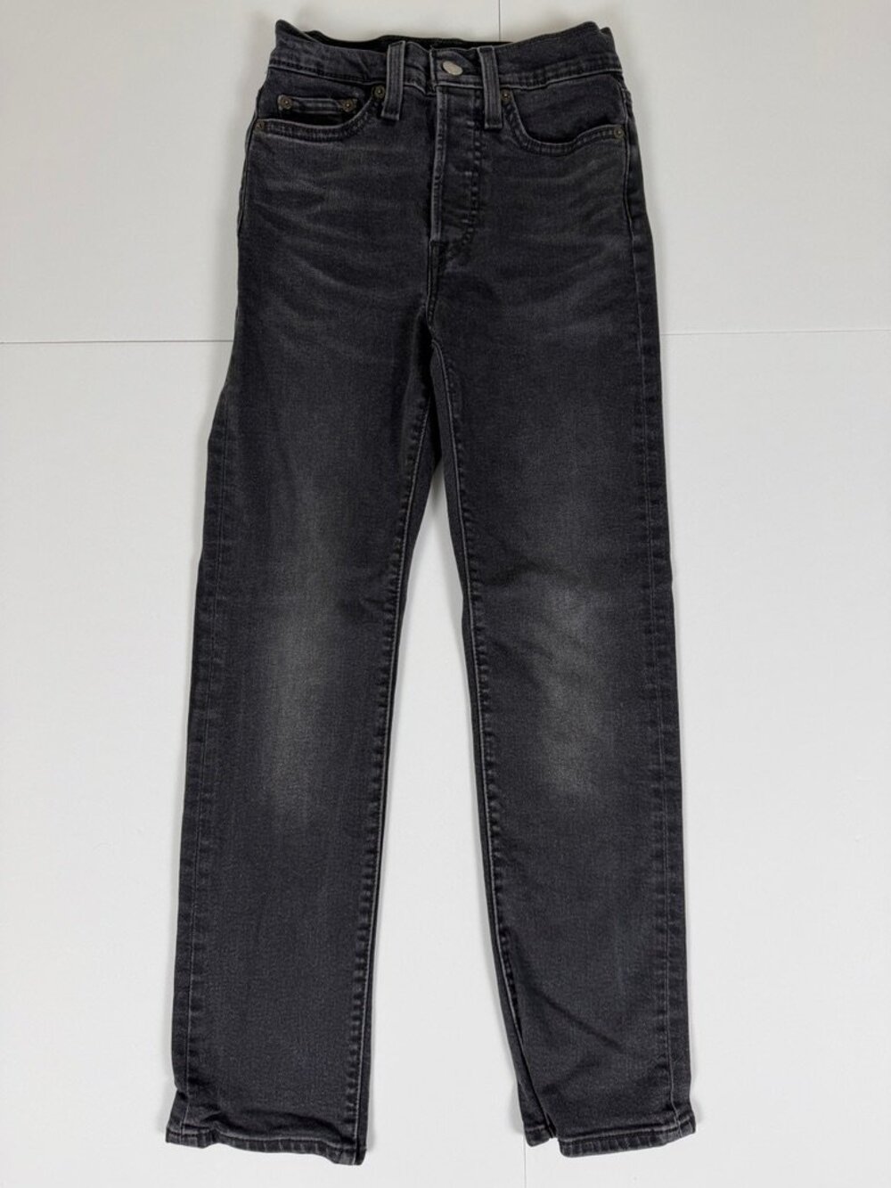 Levi's Wedgie Straight High Rise Jeans Gray Black Denim Size 24